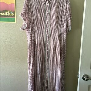 J. Crew Pink and White Patterned Maxi Dress